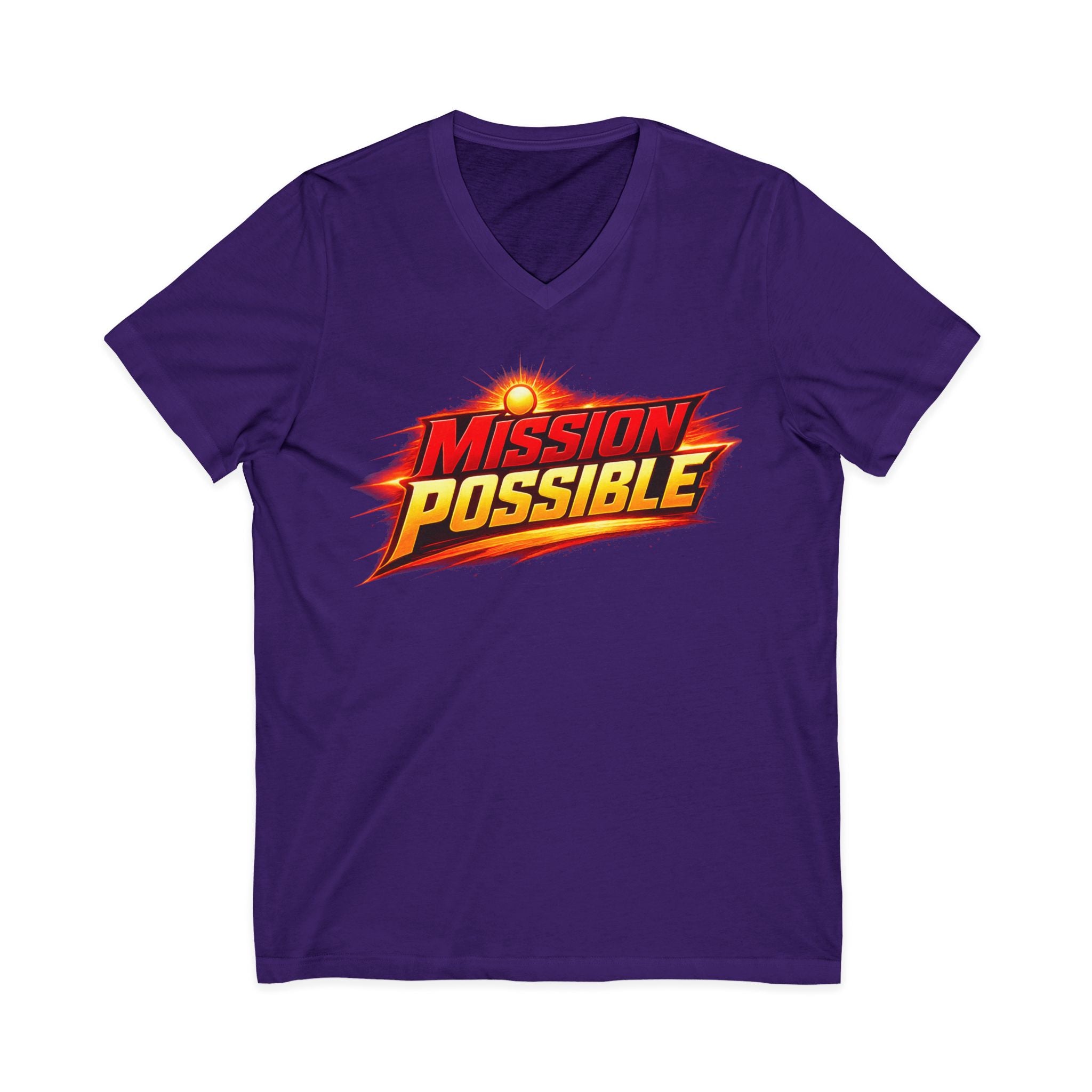 Mission Possible “Anything Possible” V-Neck Tee — Inspirational Fitness Graphic Shirt