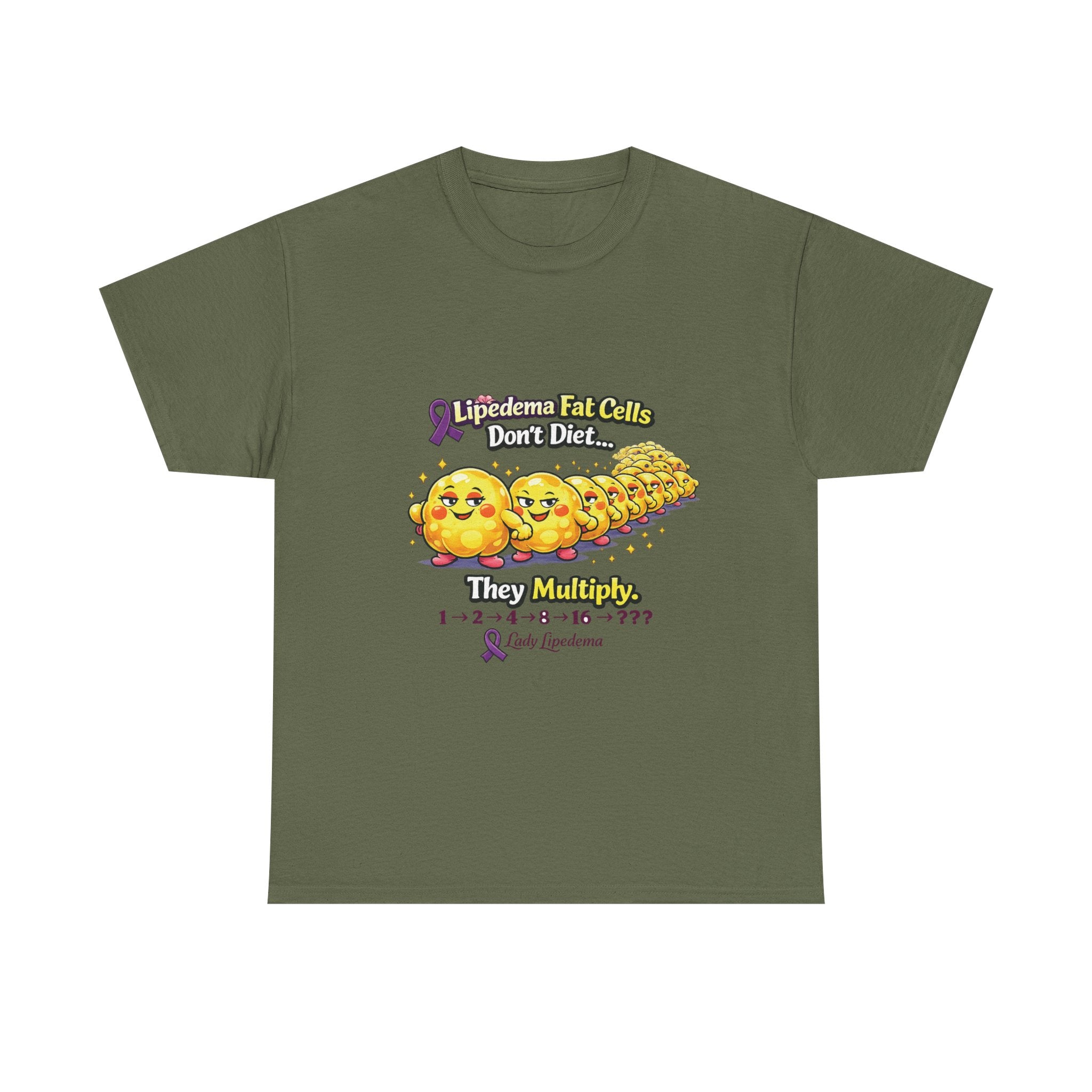 Lipedema Awareness T-Shirt – "Lipedema: Fat Cells Don't Die, They Multiply" Cute Cartoon Design