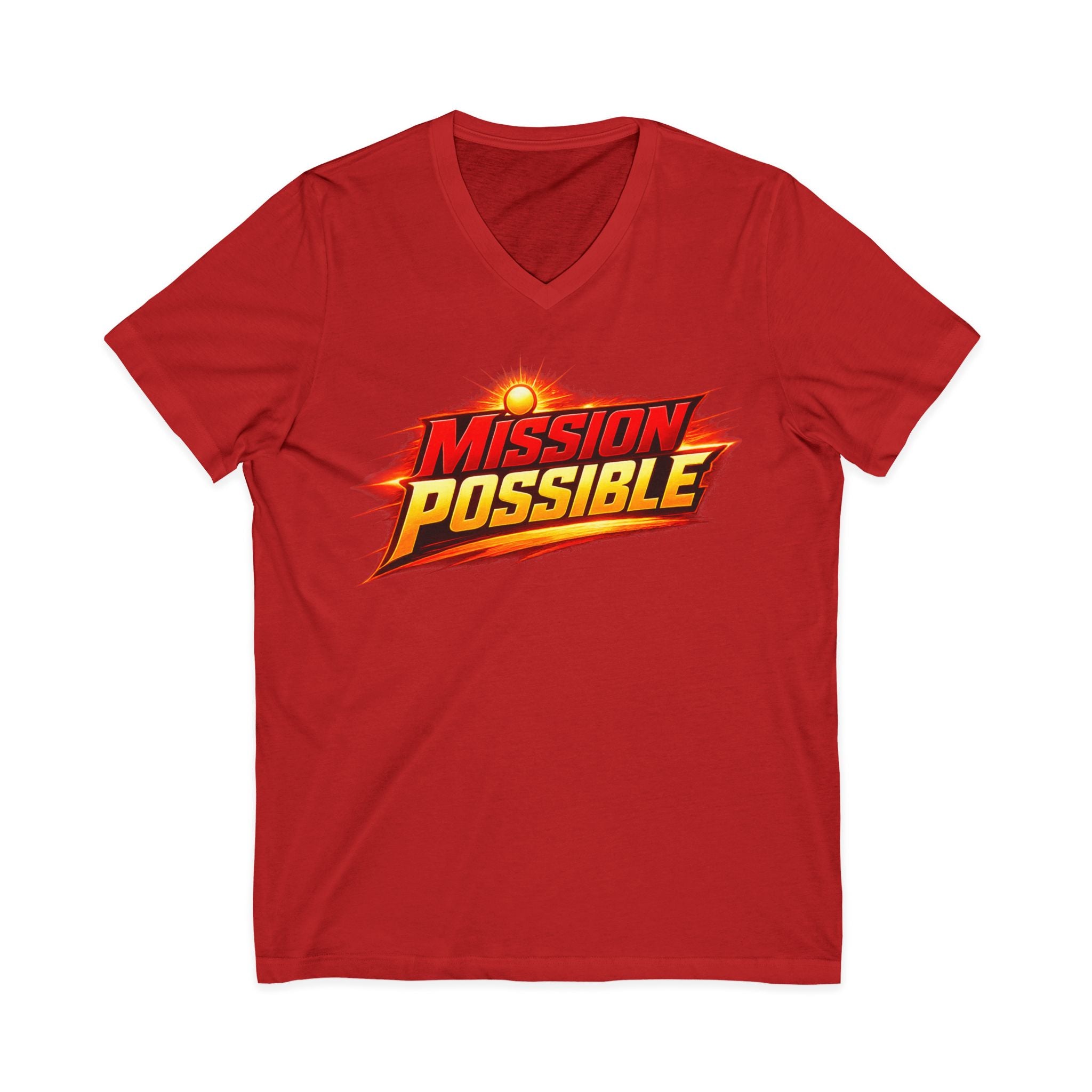 Mission Possible “Anything Possible” V-Neck Tee — Inspirational Fitness Graphic Shirt