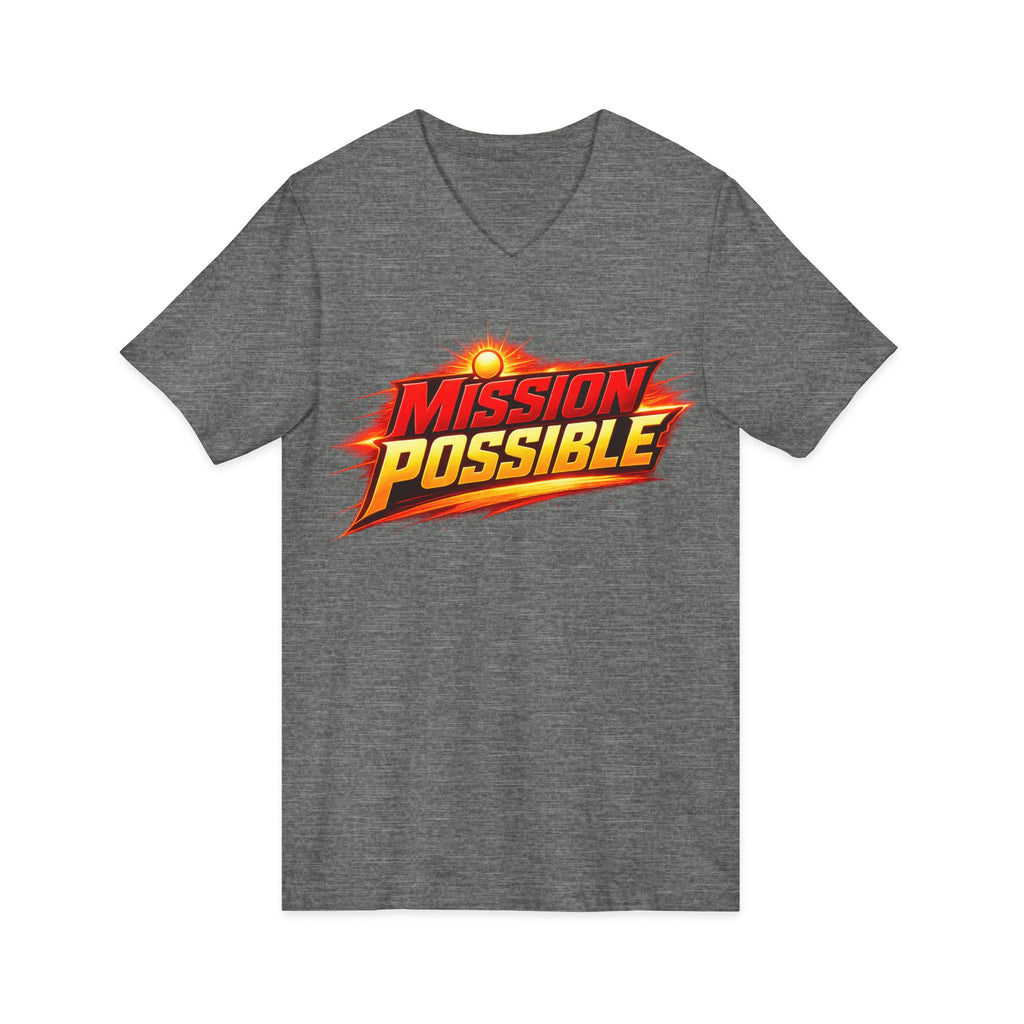 Mission Possible “Anything Possible” V-Neck Tee — Inspirational Fitness Graphic Shirt