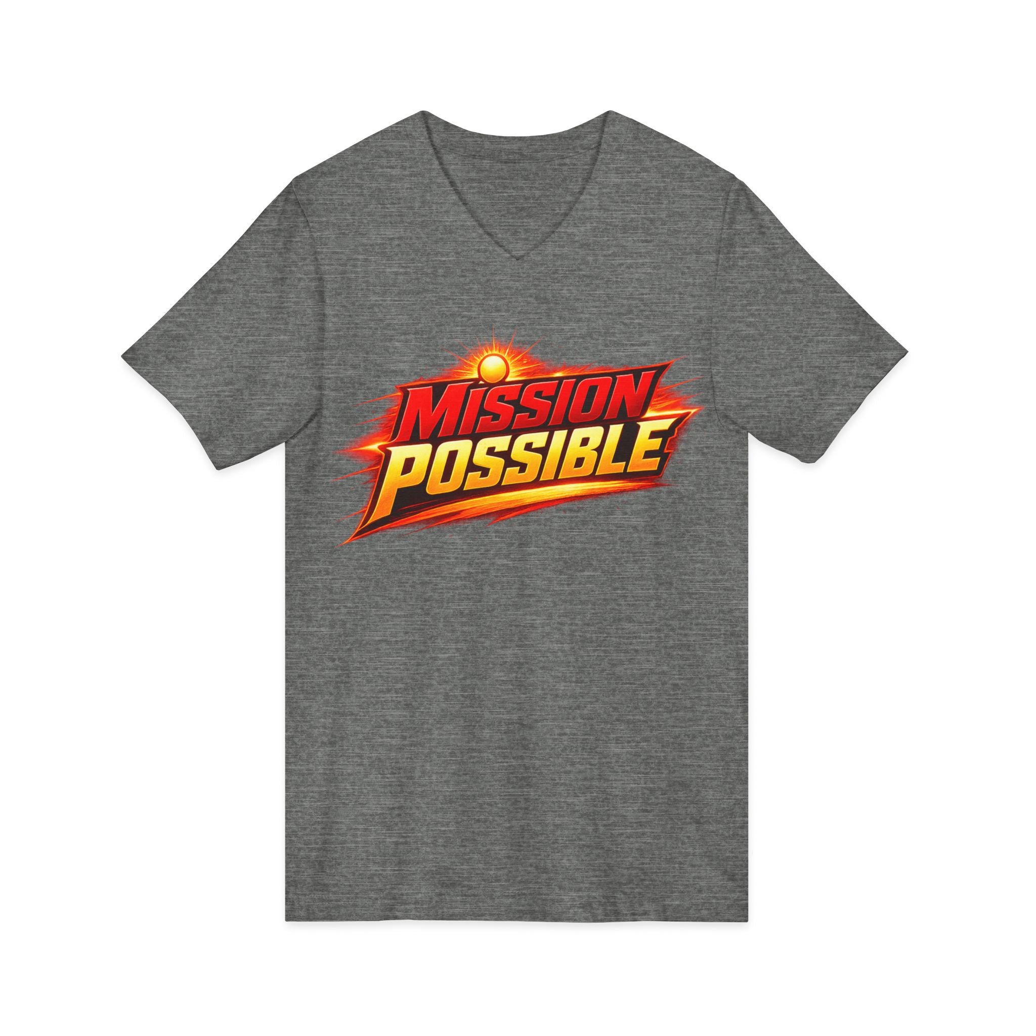 Mission Possible “Anything Possible” V-Neck Tee — Inspirational Fitness Graphic Shirt