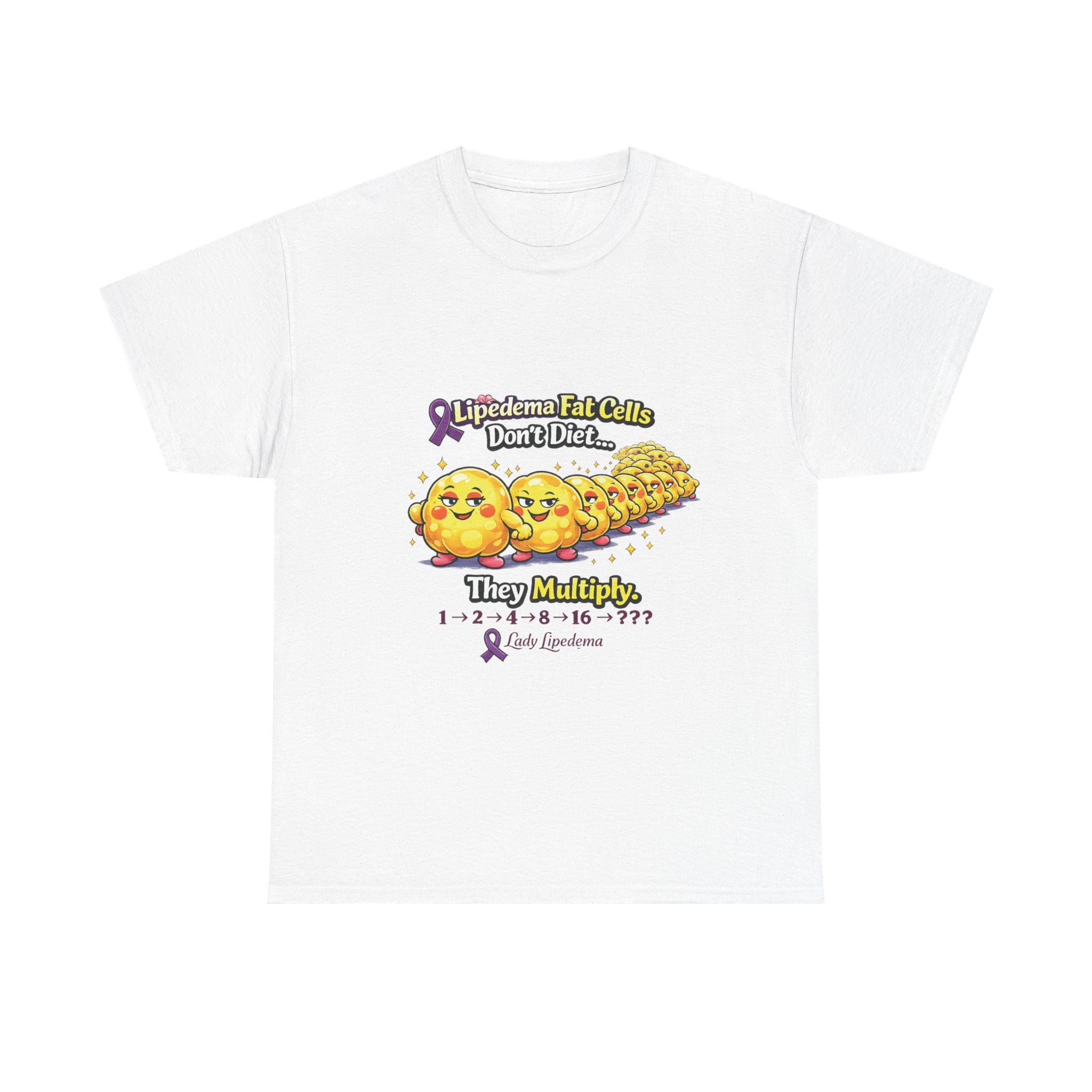 Lipedema Awareness T-Shirt – "Lipedema: Fat Cells Don't Die, They Multiply" Cute Cartoon Design