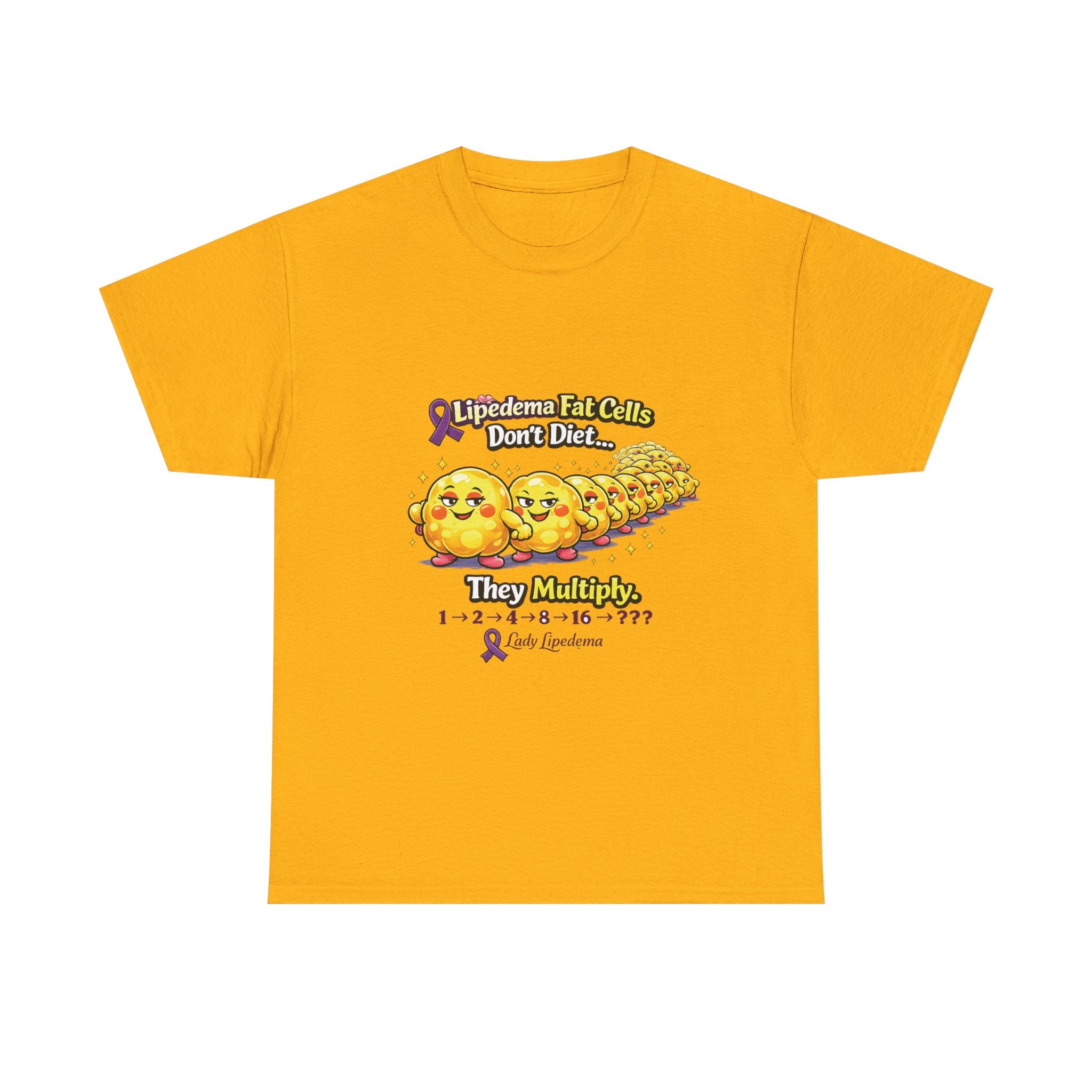 Lipedema Awareness T-Shirt – "Lipedema: Fat Cells Don't Die, They Multiply" Cute Cartoon Design