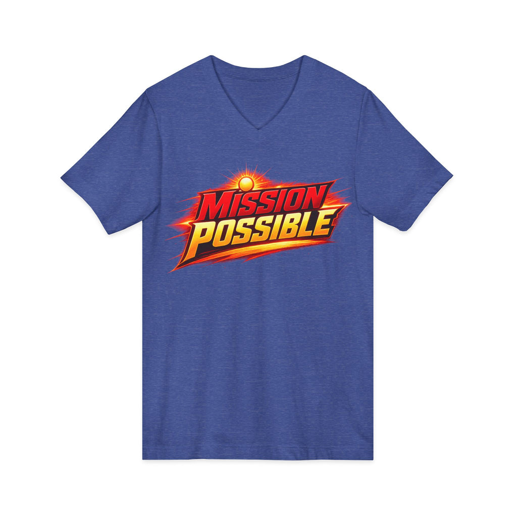 Mission Possible “Anything Possible” V-Neck Tee — Inspirational Fitness Graphic Shirt