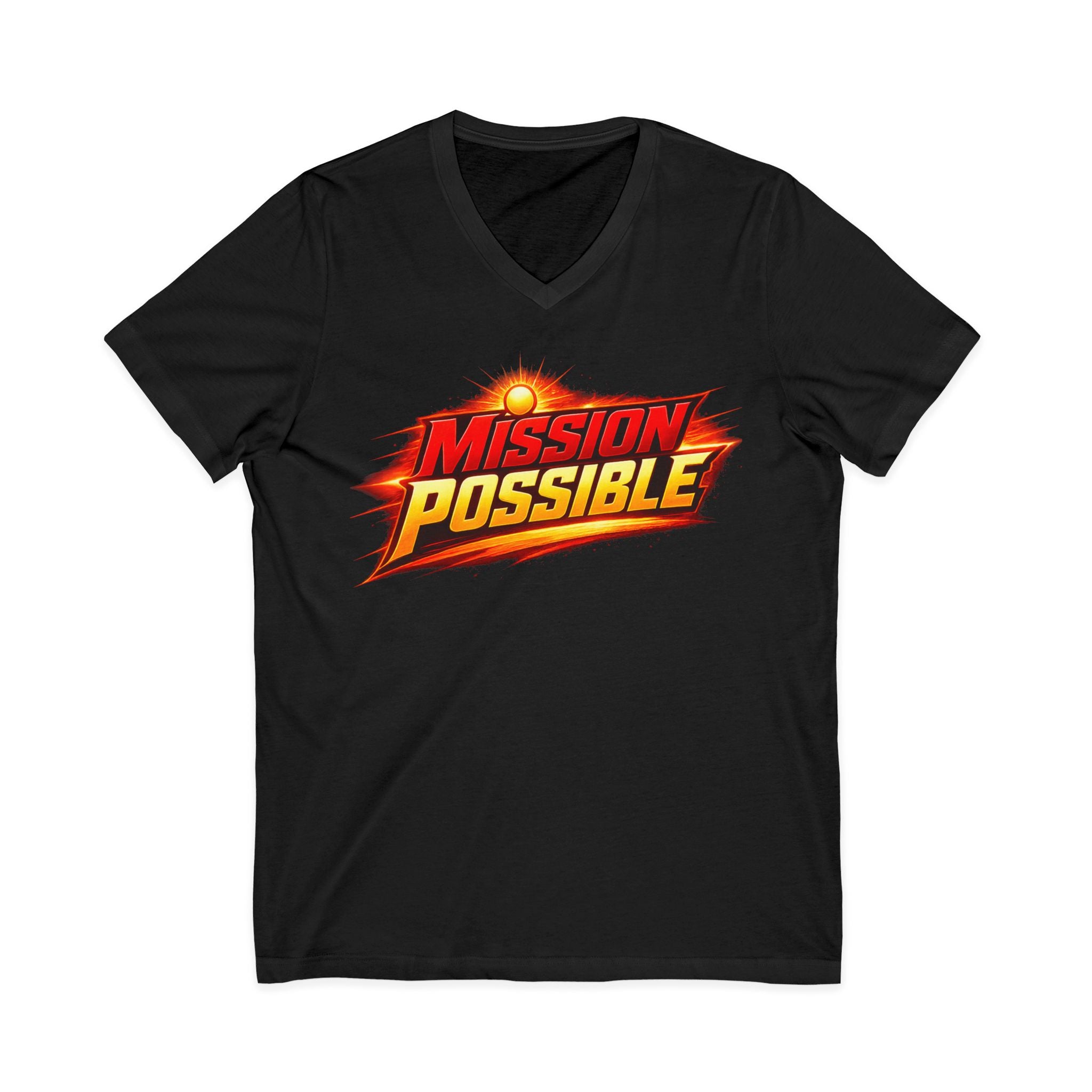 Mission Possible “Anything Possible” V-Neck Tee — Inspirational Fitness Graphic Shirt