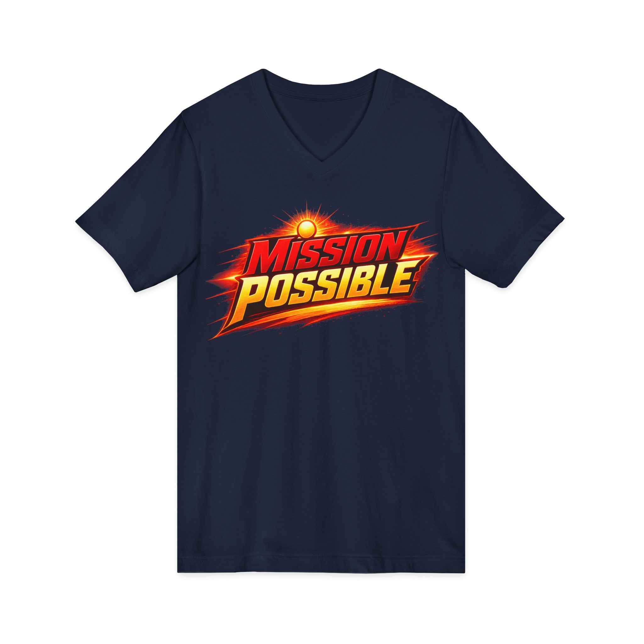 Mission Possible “Anything Possible” V-Neck Tee — Inspirational Fitness Graphic Shirt