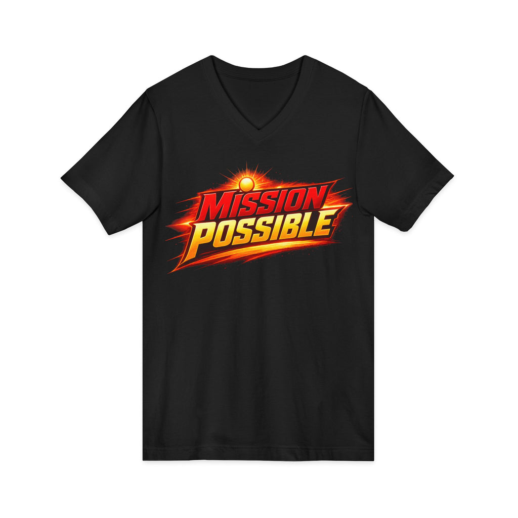 Mission Possible “Anything Possible” V-Neck Tee — Inspirational Fitness Graphic Shirt