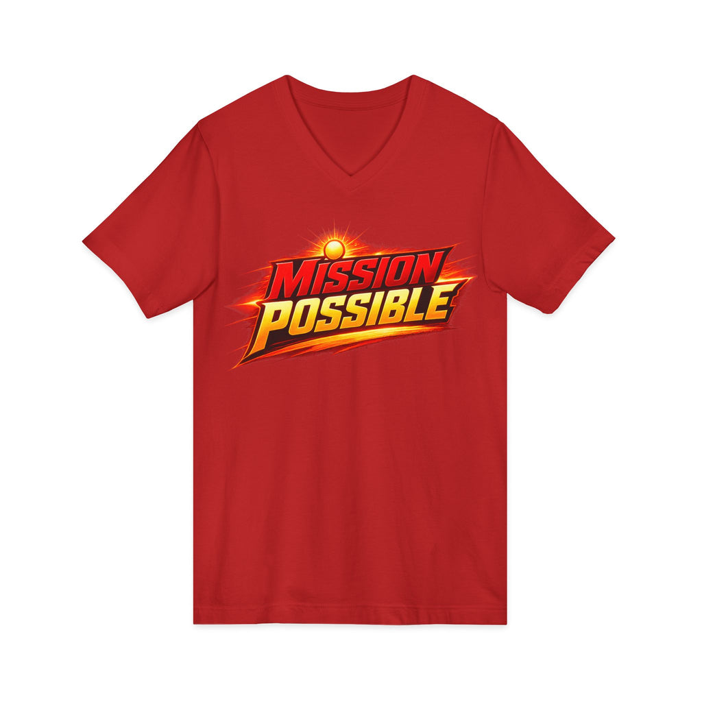 Mission Possible “Anything Possible” V-Neck Tee — Inspirational Fitness Graphic Shirt