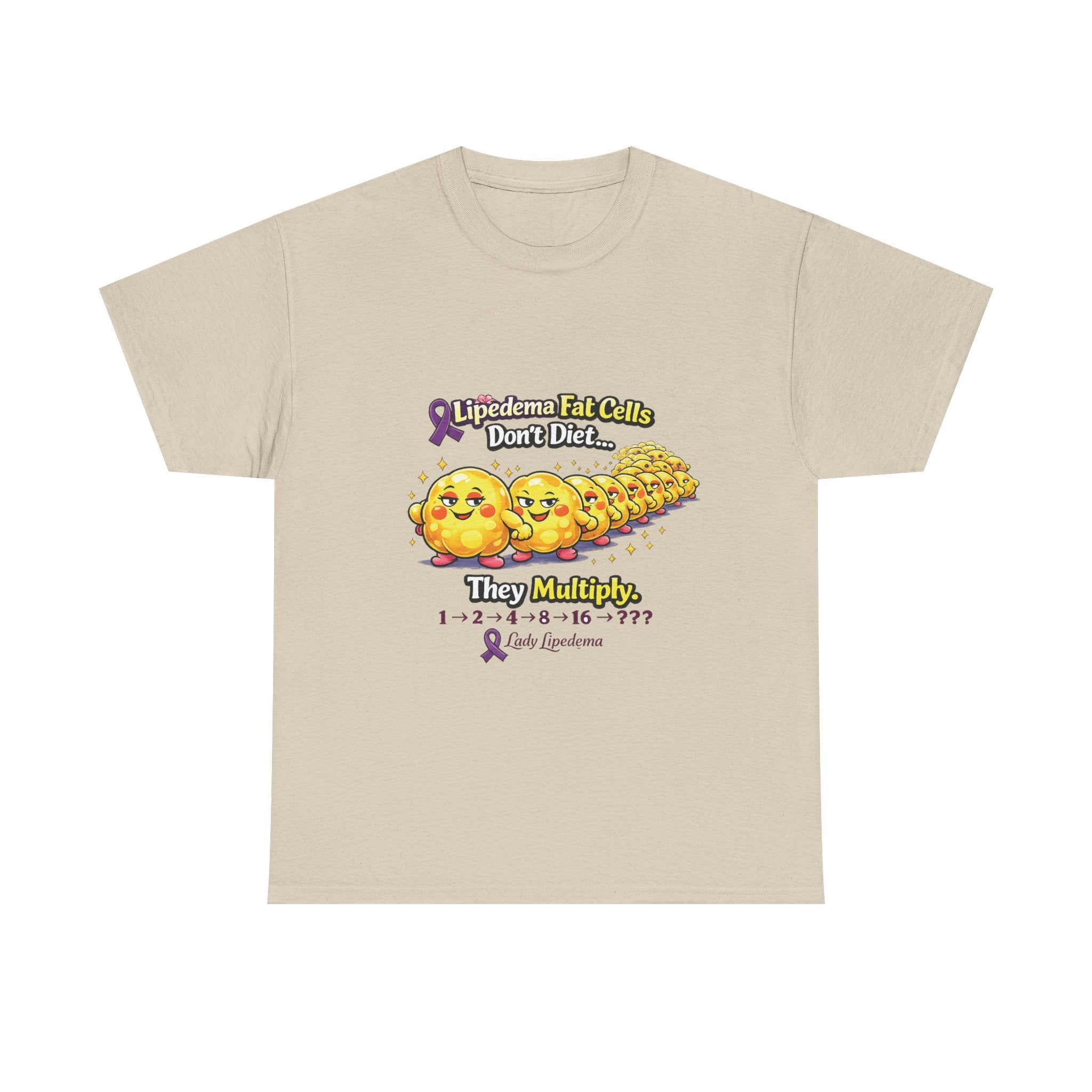 Lipedema Awareness T-Shirt – "Lipedema: Fat Cells Don't Die, They Multiply" Cute Cartoon Design