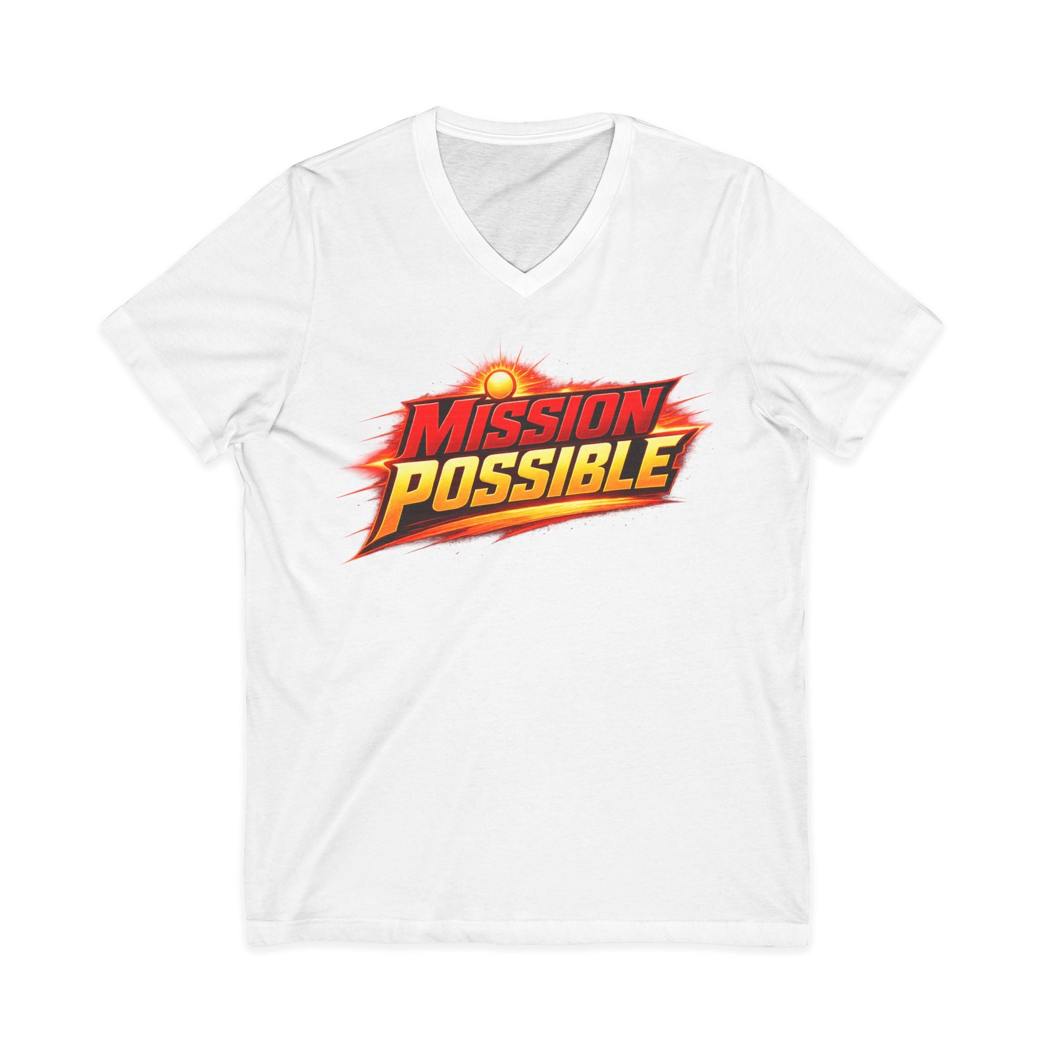 Mission Possible “Anything Possible” V-Neck Tee — Inspirational Fitness Graphic Shirt