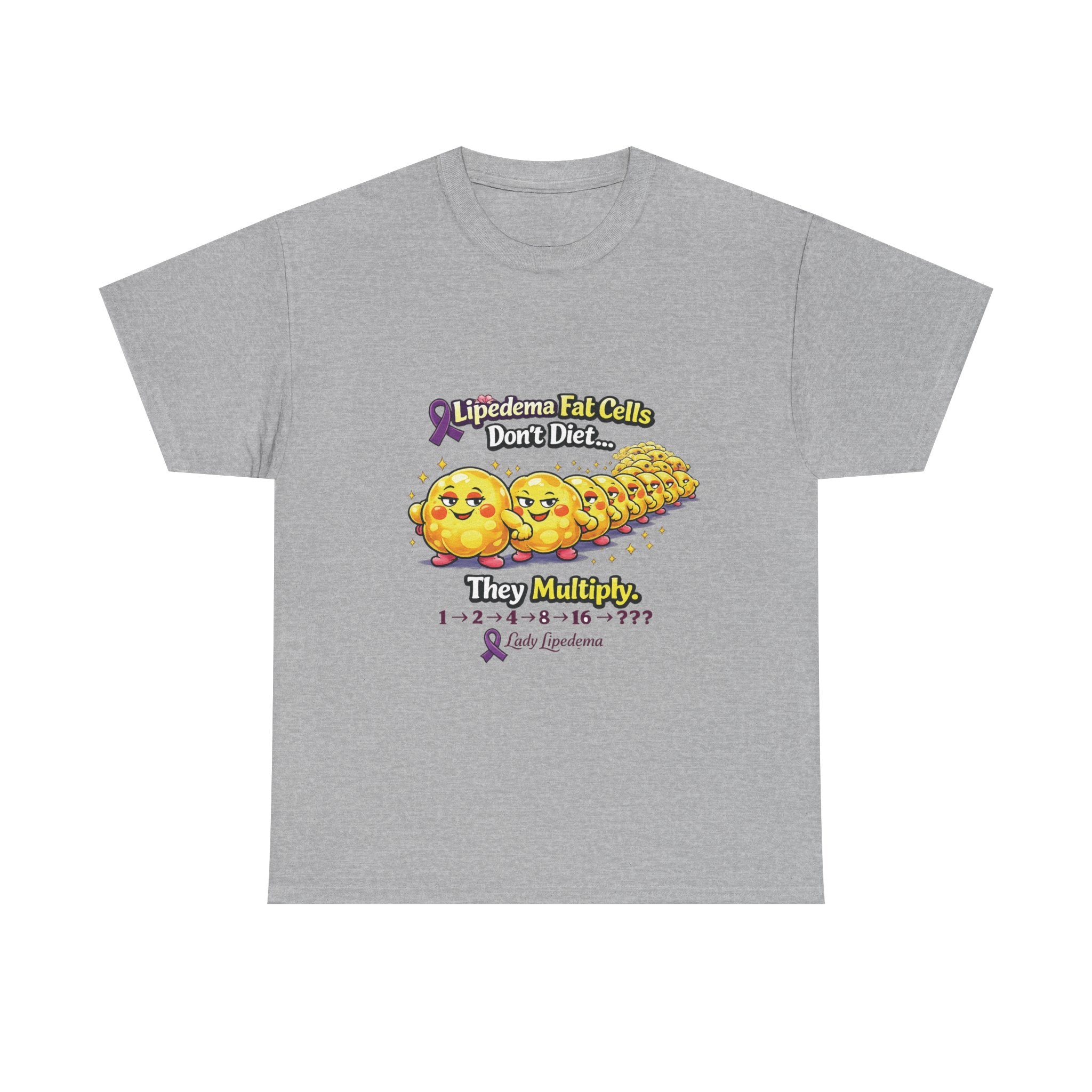 Lipedema Awareness T-Shirt – "Lipedema: Fat Cells Don't Die, They Multiply" Cute Cartoon Design