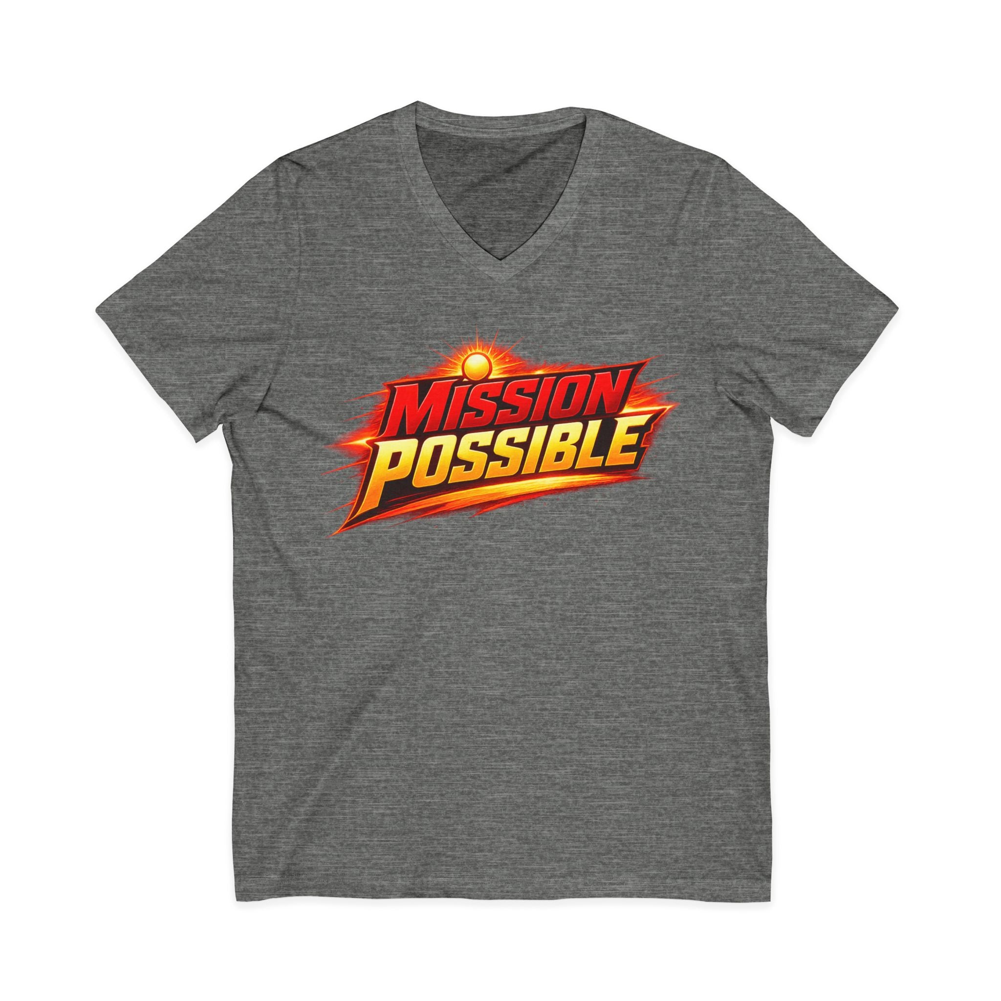 Mission Possible “Anything Possible” V-Neck Tee — Inspirational Fitness Graphic Shirt