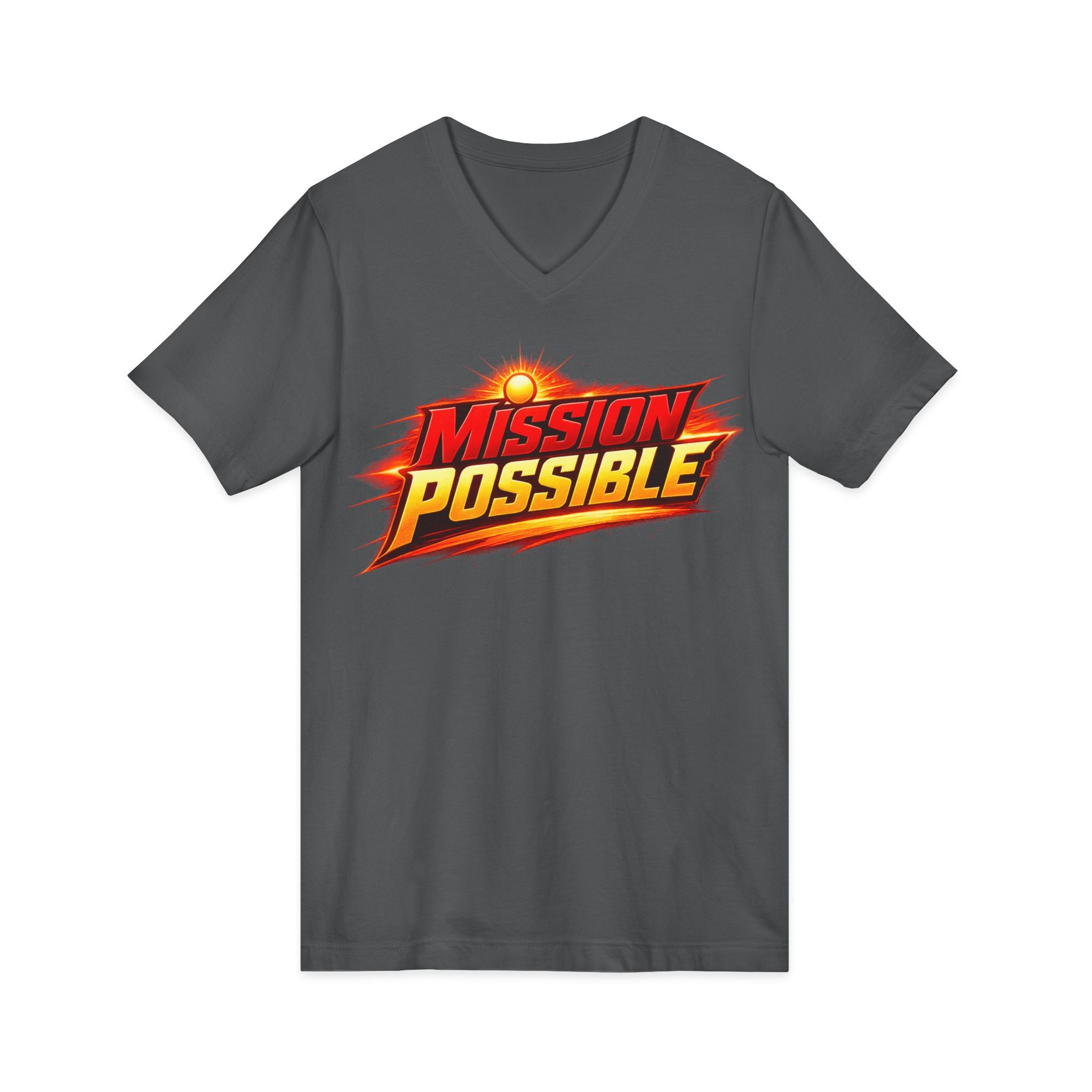 Mission Possible “Anything Possible” V-Neck Tee — Inspirational Fitness Graphic Shirt