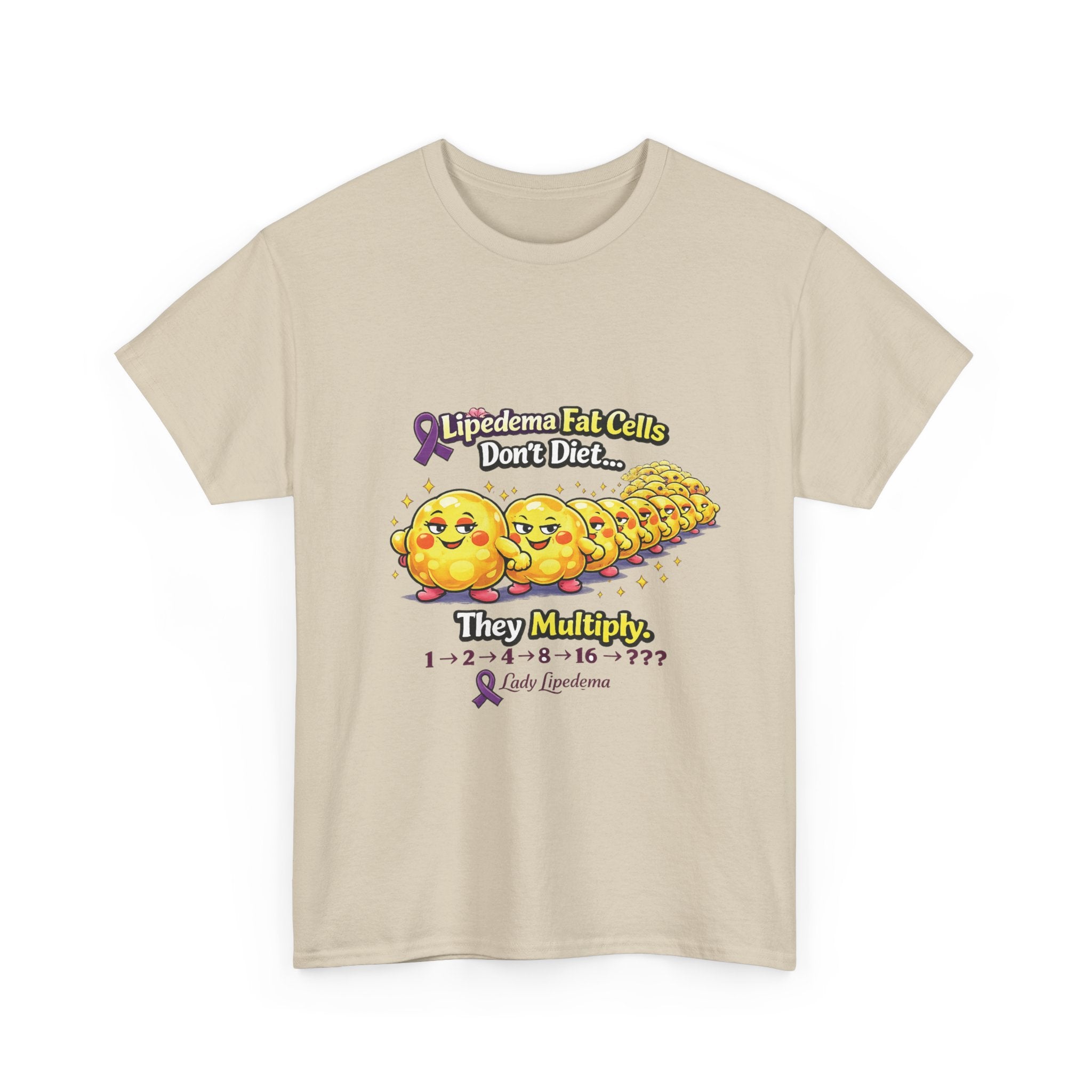 Lipedema Awareness T-Shirt – "Lipedema: Fat Cells Don't Die, They Multiply" Cute Cartoon Design