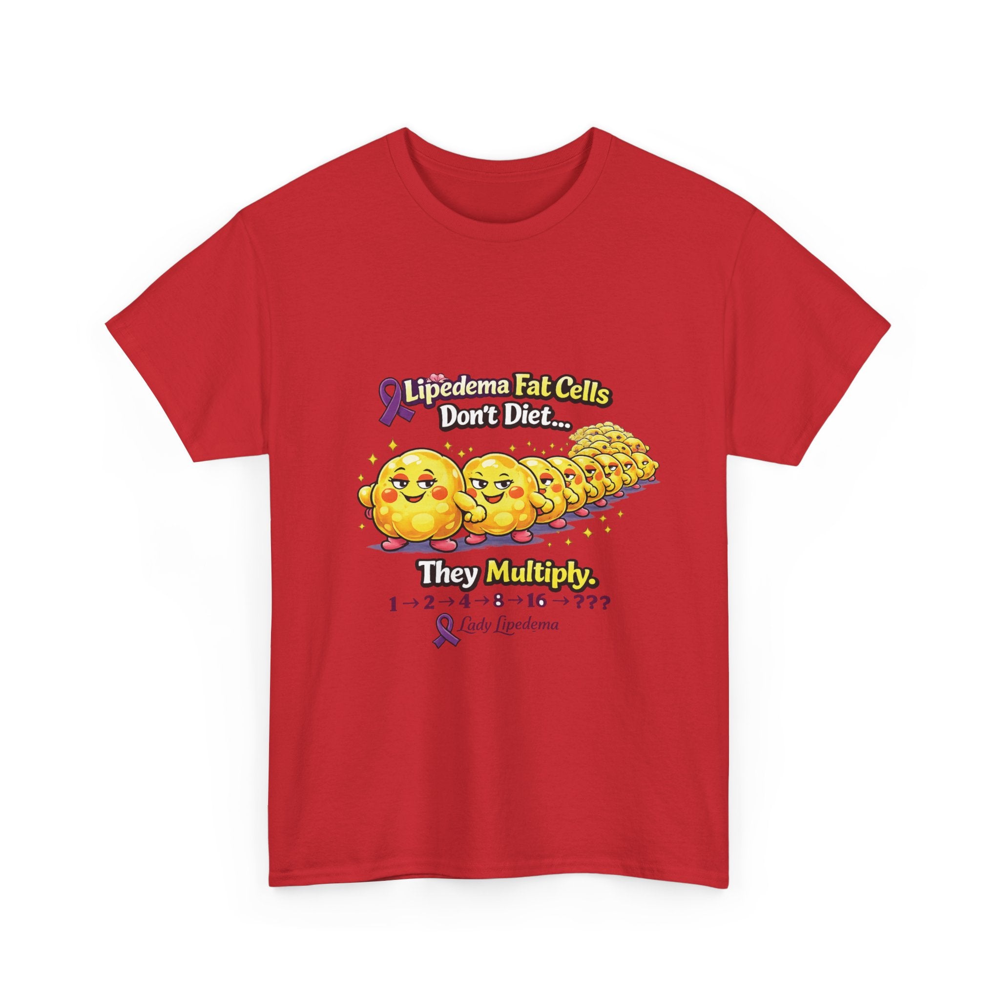 Lipedema Awareness T-Shirt – "Lipedema: Fat Cells Don't Die, They Multiply" Cute Cartoon Design