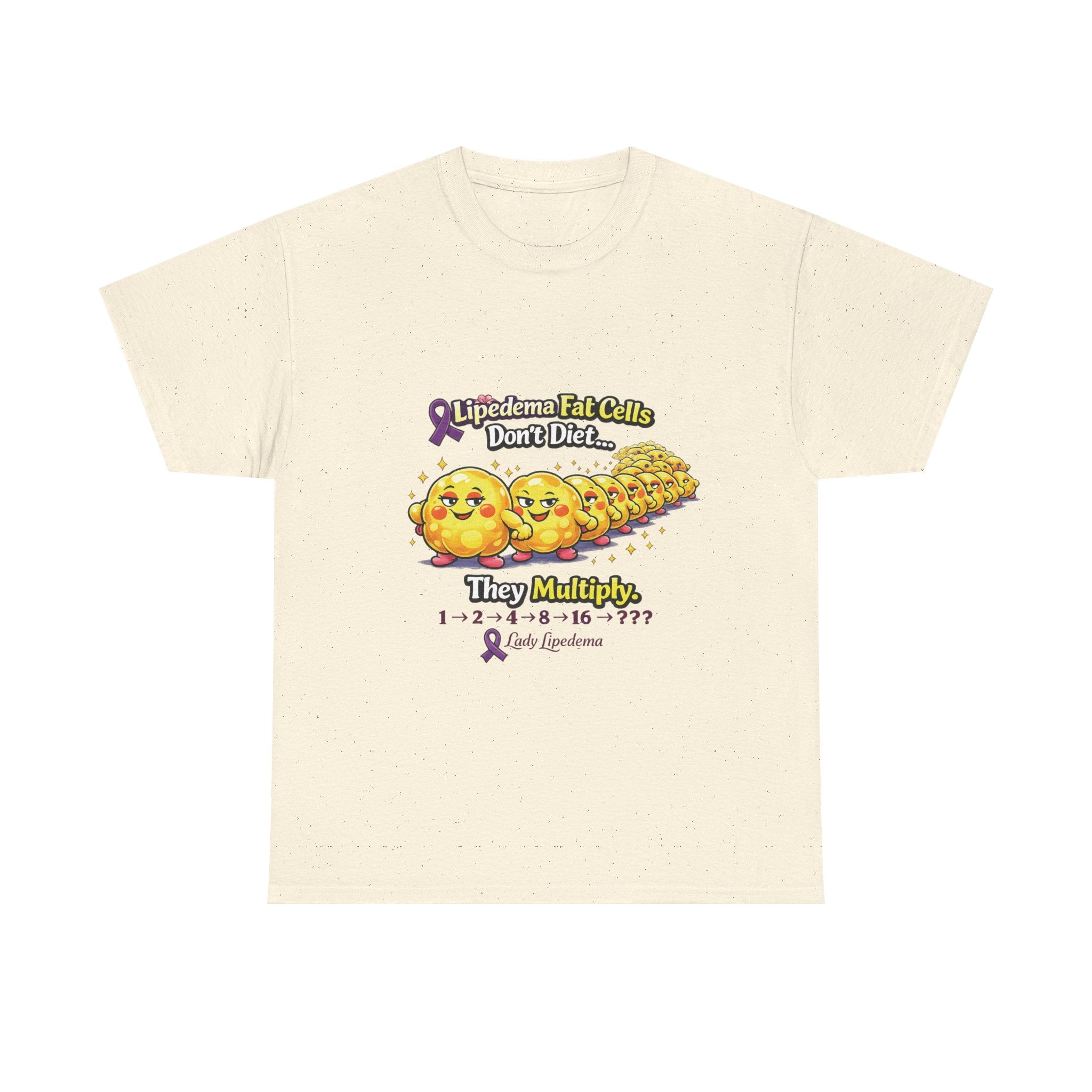 Lipedema Awareness T-Shirt – "Lipedema: Fat Cells Don't Die, They Multiply" Cute Cartoon Design