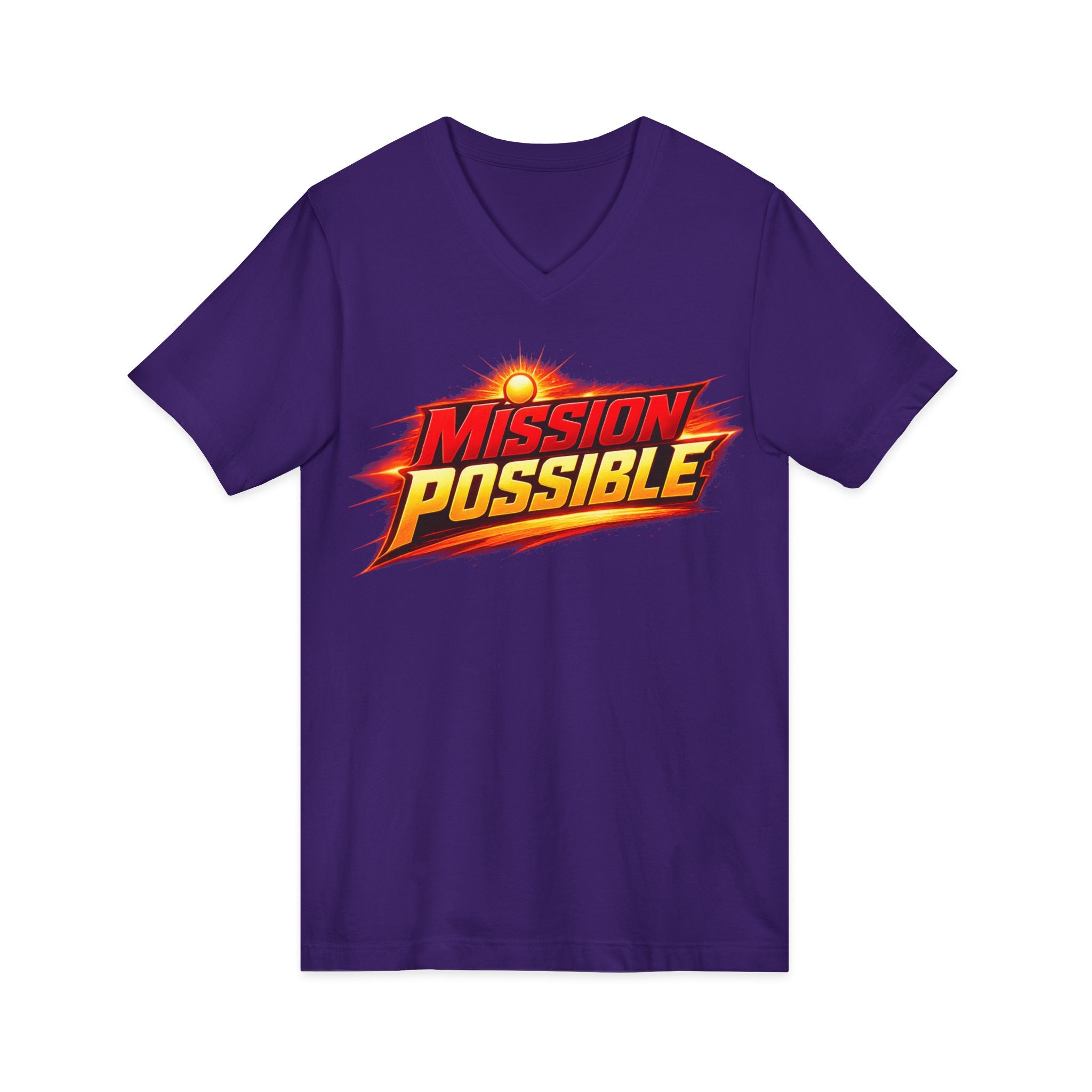 Mission Possible “Anything Possible” V-Neck Tee — Inspirational Fitness Graphic Shirt