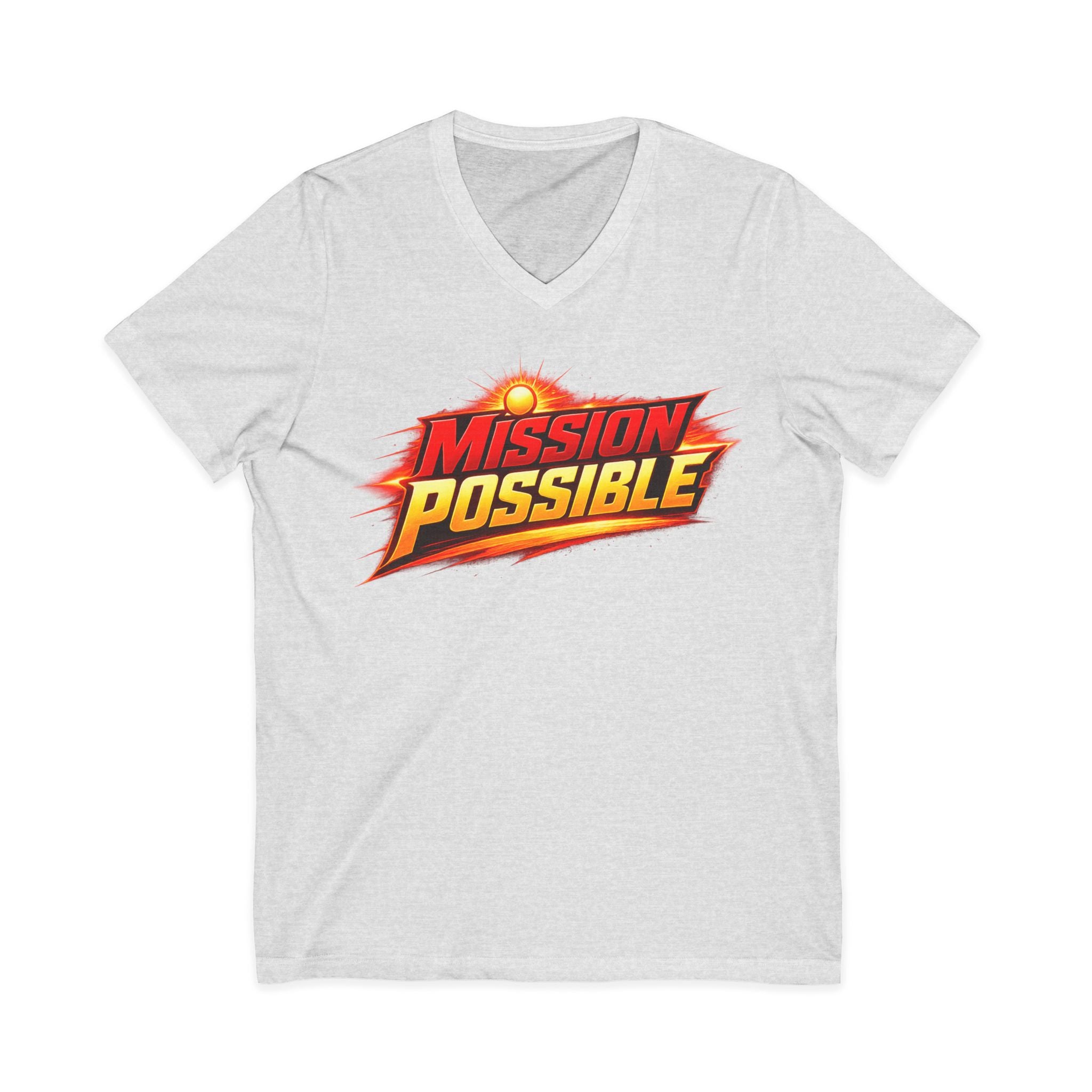 Mission Possible “Anything Possible” V-Neck Tee — Inspirational Fitness Graphic Shirt