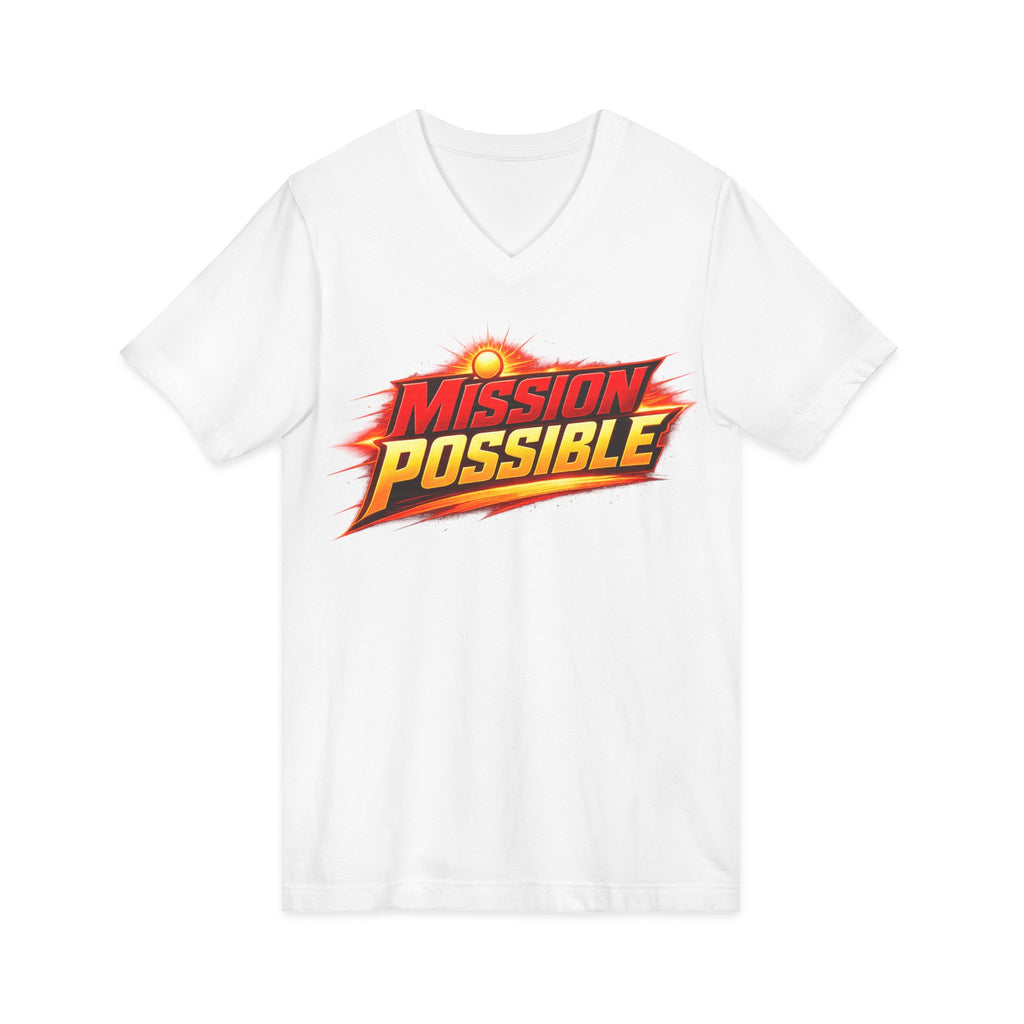 Mission Possible “Anything Possible” V-Neck Tee — Inspirational Fitness Graphic Shirt