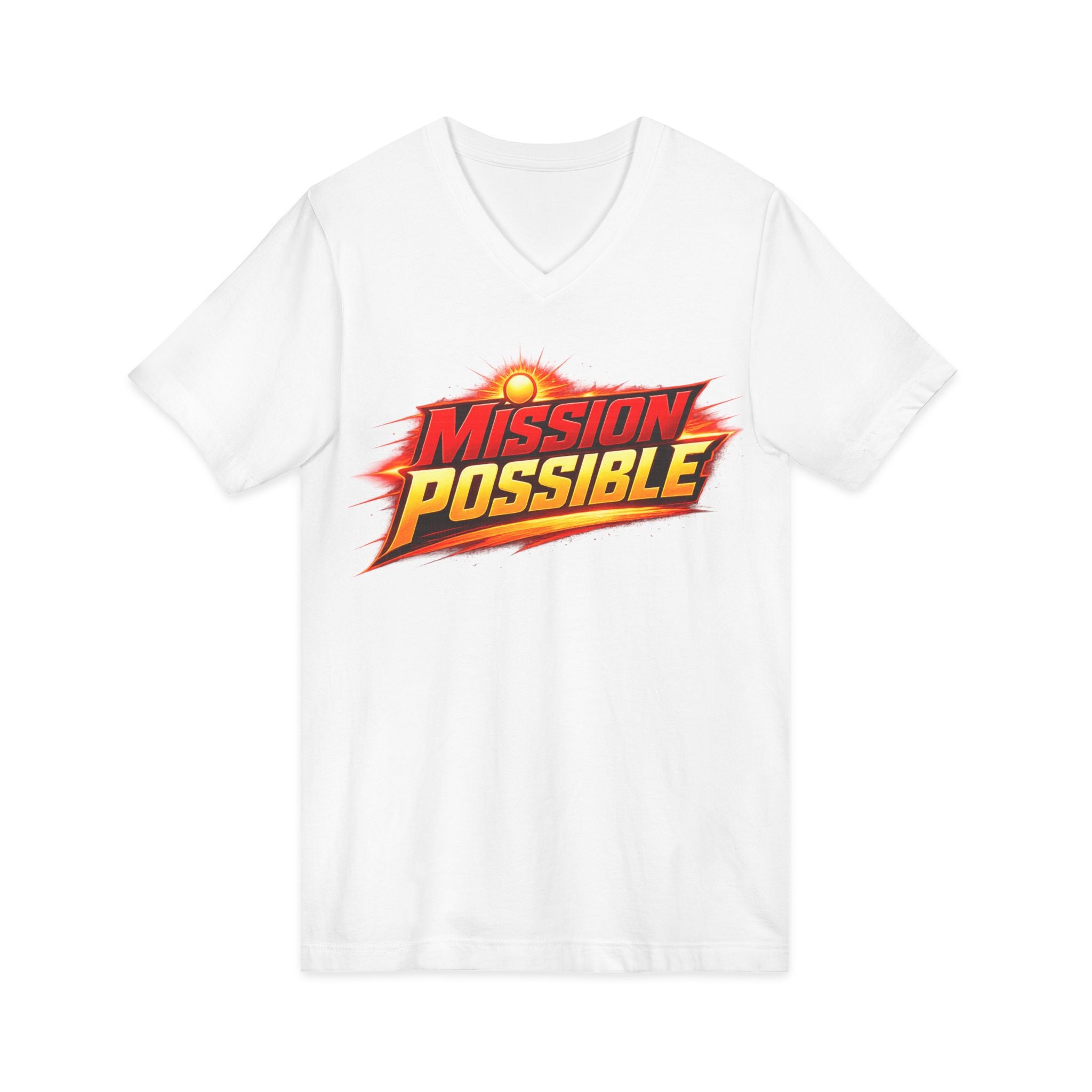 Mission Possible “Anything Possible” V-Neck Tee — Inspirational Fitness Graphic Shirt