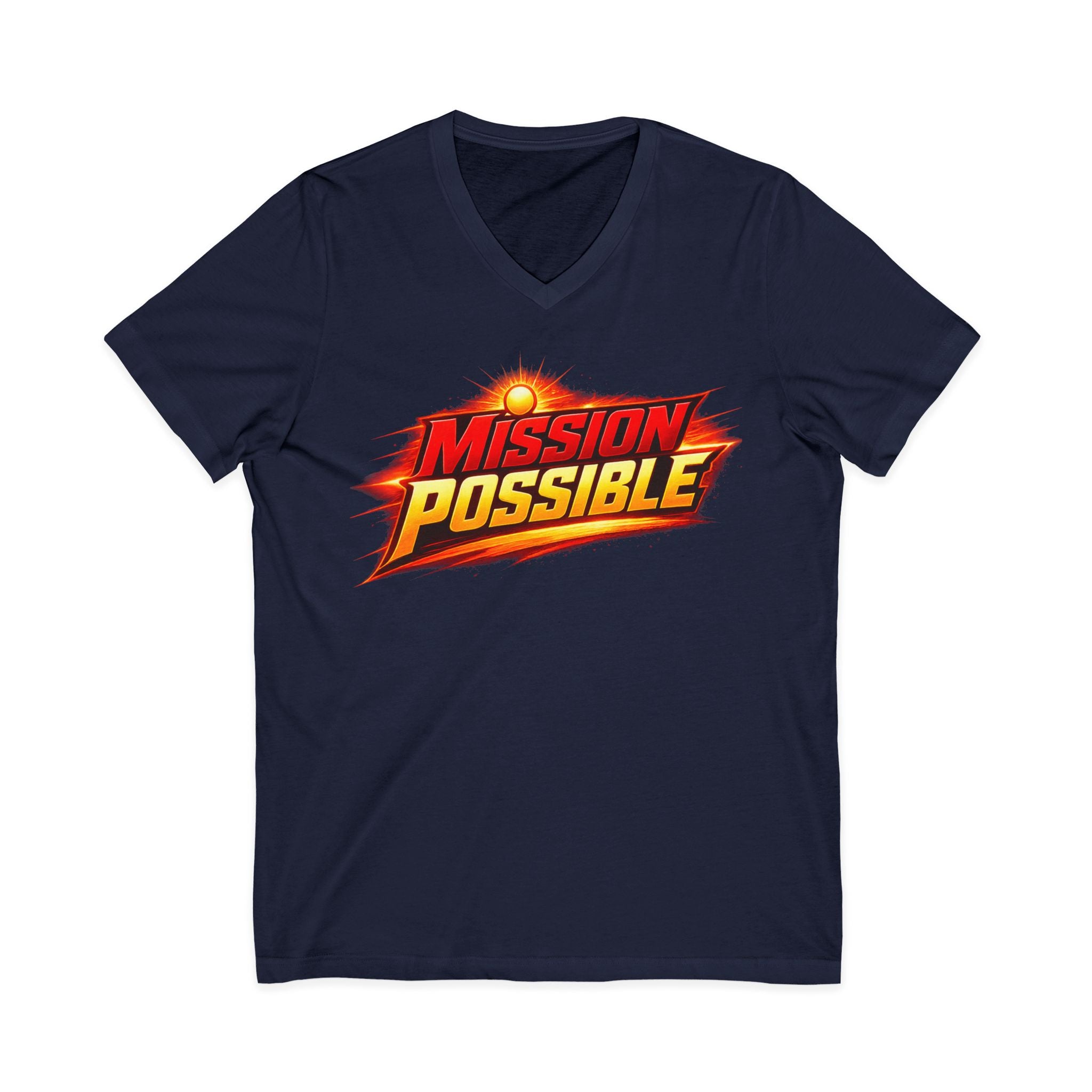 Mission Possible “Anything Possible” V-Neck Tee — Inspirational Fitness Graphic Shirt