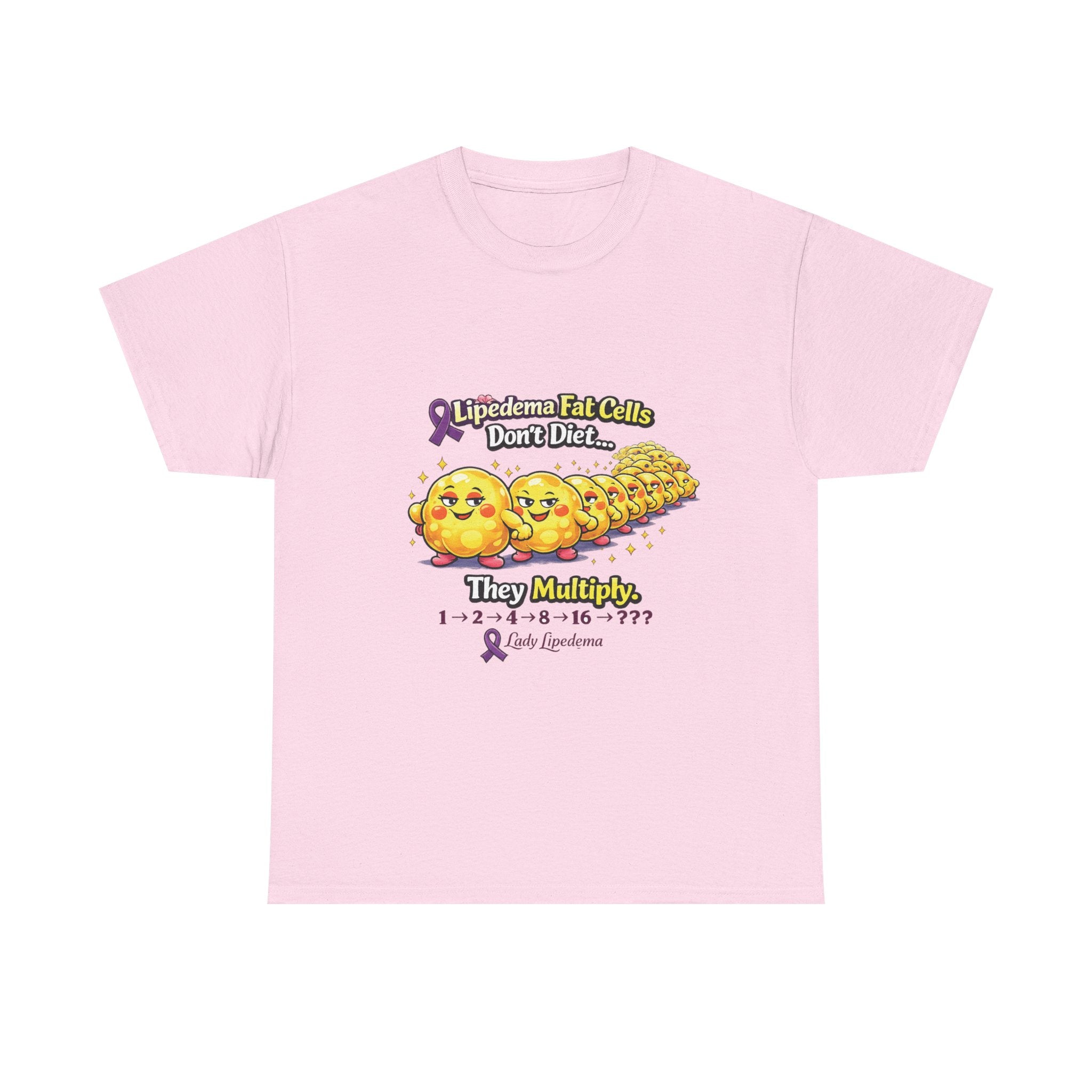 Lipedema Awareness T-Shirt – "Lipedema: Fat Cells Don't Die, They Multiply" Cute Cartoon Design