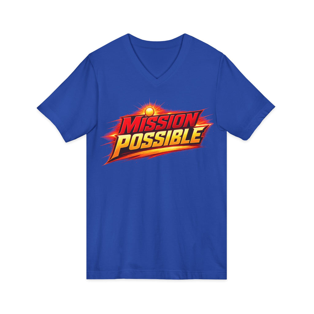 Mission Possible “Anything Possible” V-Neck Tee — Inspirational Fitness Graphic Shirt