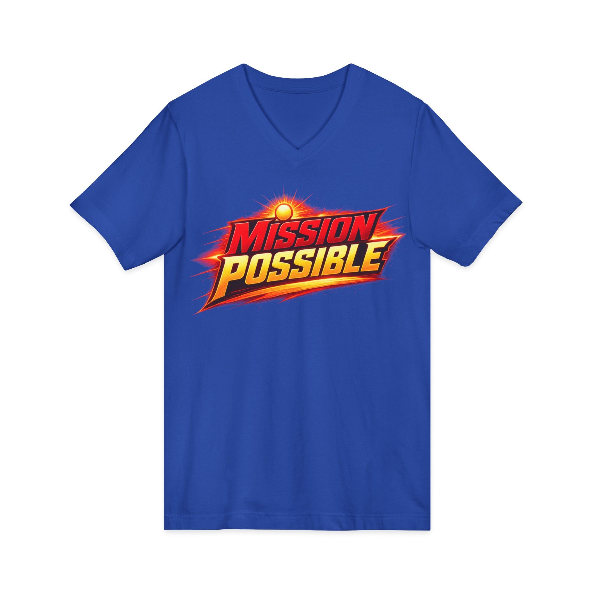 Mission Possible “Anything Possible” V-Neck Tee — Inspirational Fitness Graphic Shirt