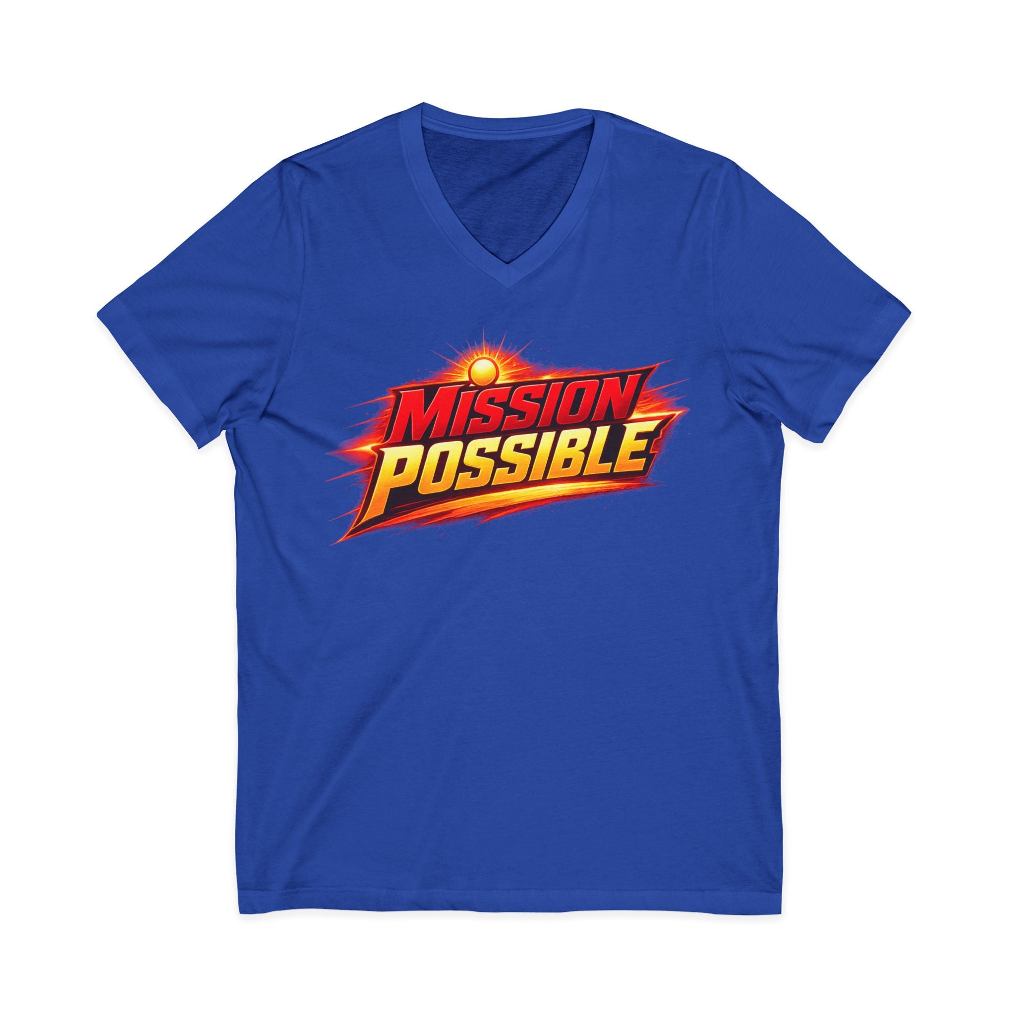Mission Possible “Anything Possible” V-Neck Tee — Inspirational Fitness Graphic Shirt